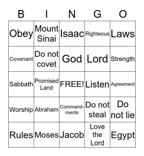 Covenant Bingo Card