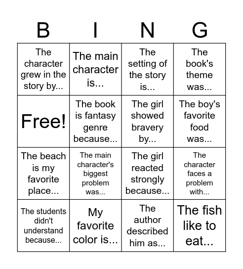 Restate the Question Bingo Card