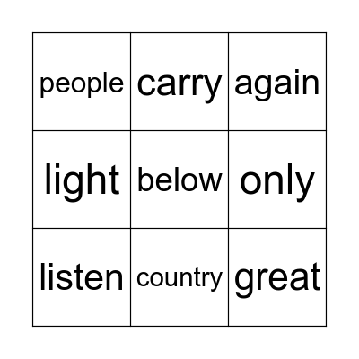 Unit 3 Bingo Card