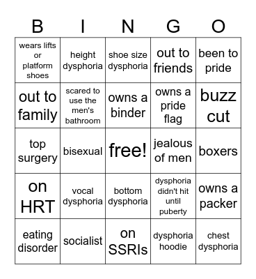 trans bingo Card