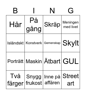 Reykjavik Foto BINGO Card