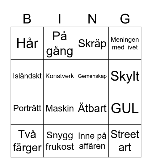 Reykjavik Foto BINGO Card