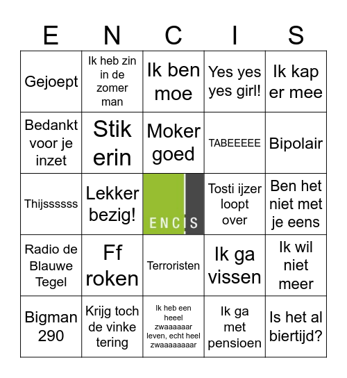 Encpiration Day Bingo Card