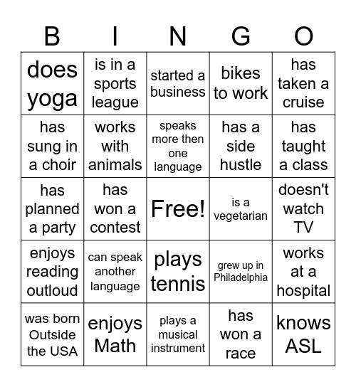 Find someone who... Bingo Card