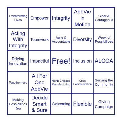 AbbVie Culture Bingo Card