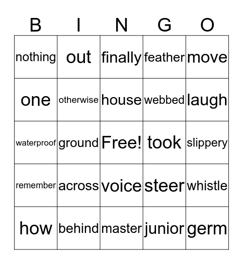 2nd Grade Lesson 21 Bingo Card