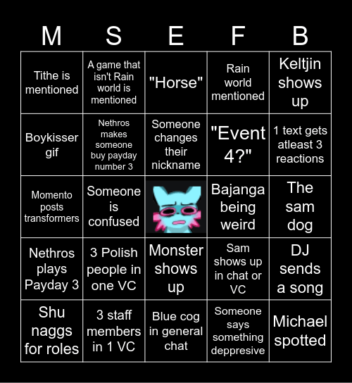 MSE Daily bingo Card