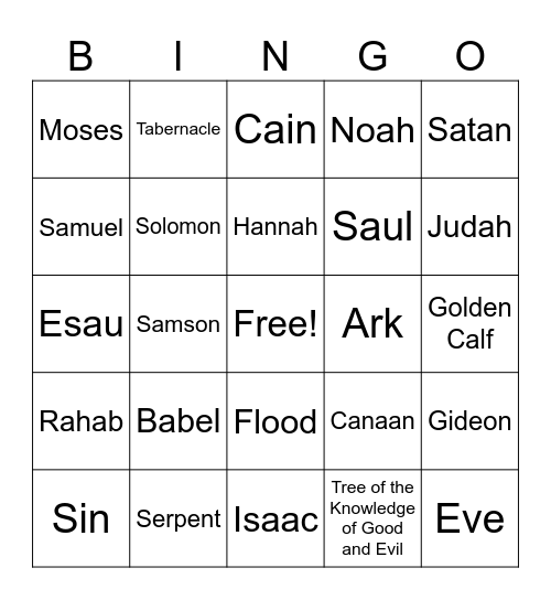 Bible Bingo - 4th Grade - 21 Sept 2023 Bingo Card