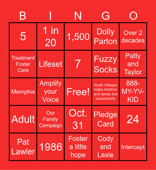 TFC Bingo Card