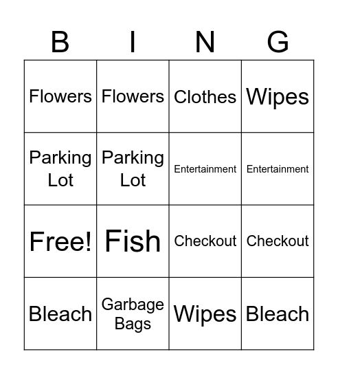 Vocabulary Bingo Card