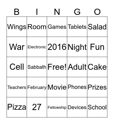 Movie Night Bingo Card