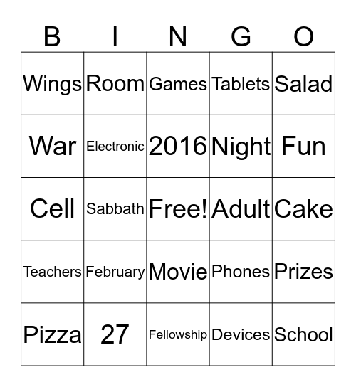 Movie Night Bingo Card