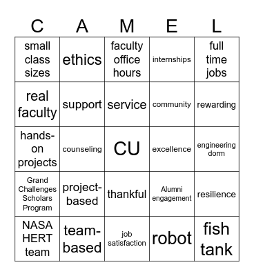 Campbell University Bingo Card