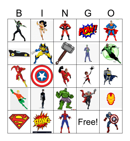 SUPERHERO BIRTHDAY Bingo Card