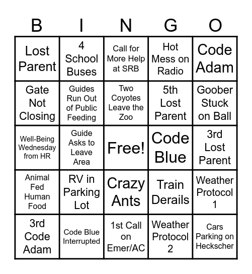 Free Day Bingo Card