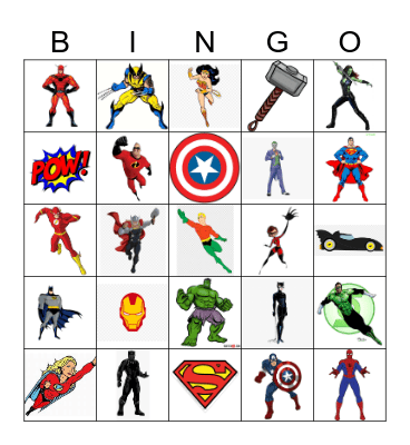 SUPERHERO BINGO Card