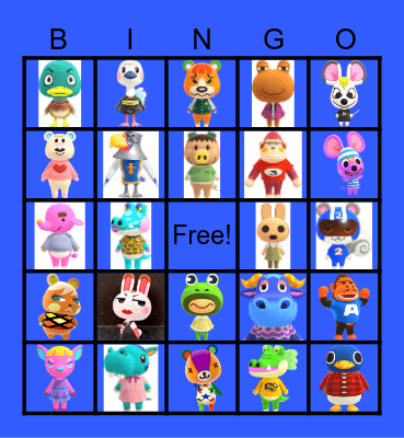 Animal crossing Bingo Card
