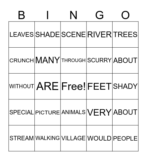 SIGHT WORDS Bingo Card