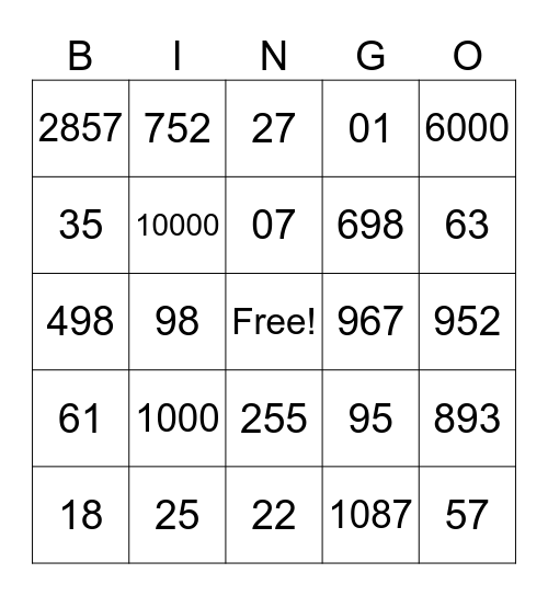 BINGO ATÉ 10.000 Bingo Card