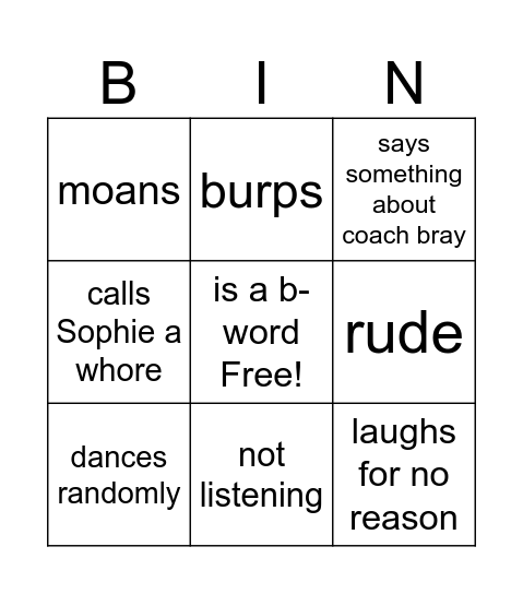 Carmellina Bingo Card