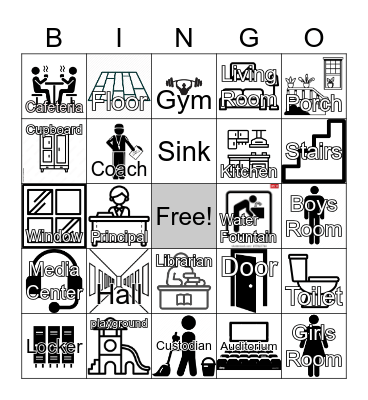 School and House Words Bingo Card