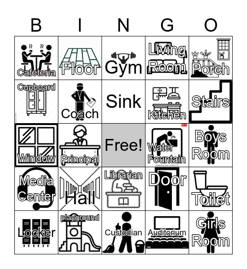School and House Words Bingo Card
