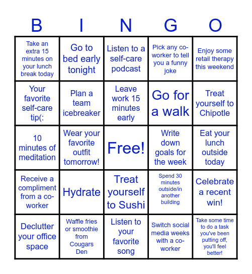 Wellness at work! Bingo Card