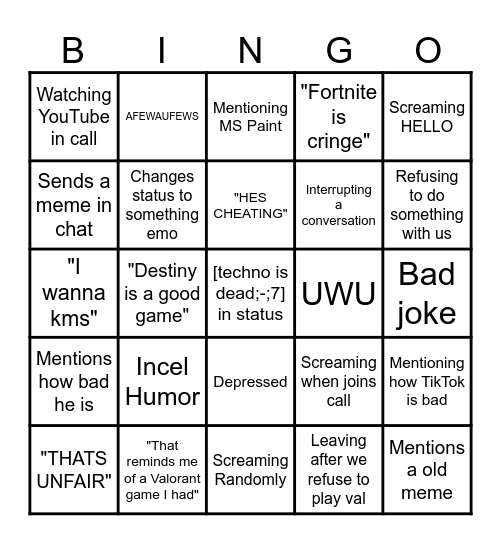 Bogdan Bingo Card