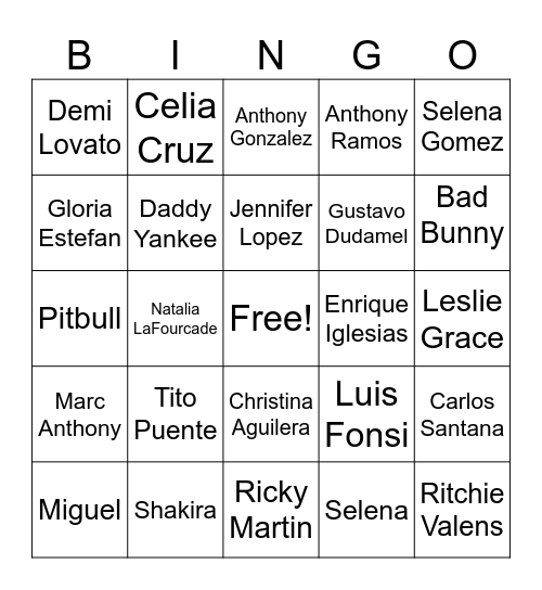 National Hispanic Heritage Month- Updated Bingo Card