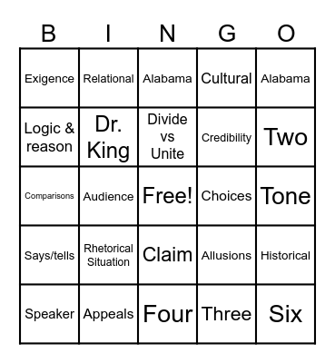 RA Review Bingo Card