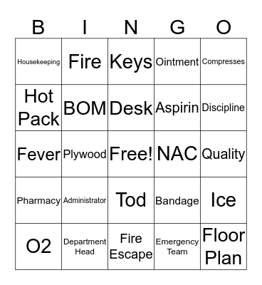 Safety Bingo Card
