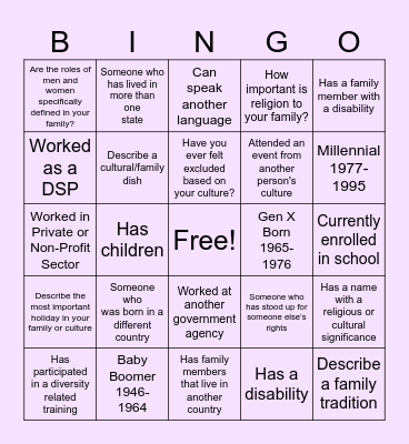 DIVERSITY BINGO Card