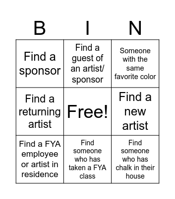 Meet & Greet Bingo Card