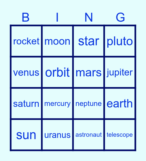 solar system Bingo Card