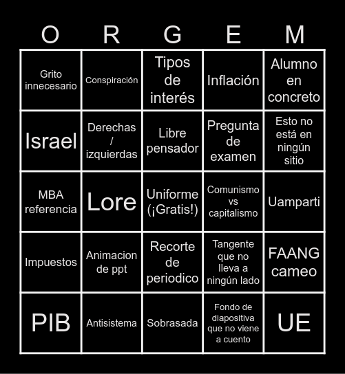 ORGEM BBBINGO Card