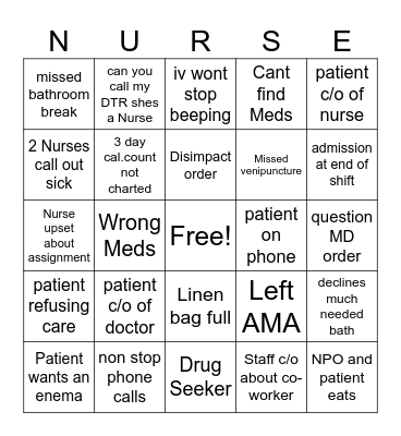 Nurses Week Bingo Card