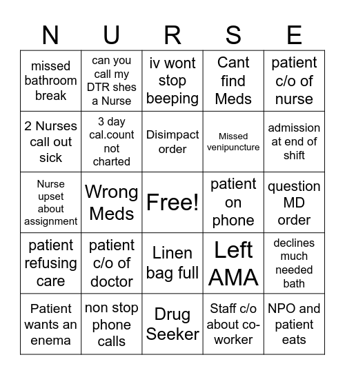 Nurses Week Bingo Card