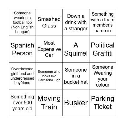 Drunk Real Life Bingo Card