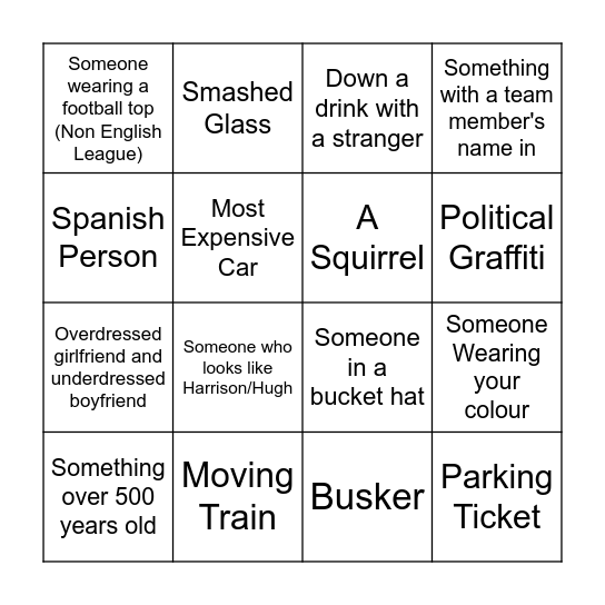 Drunk Real Life Bingo Card