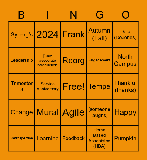 TCC October All-Hands Bingo Card