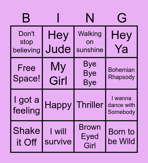 Music Bingo Card