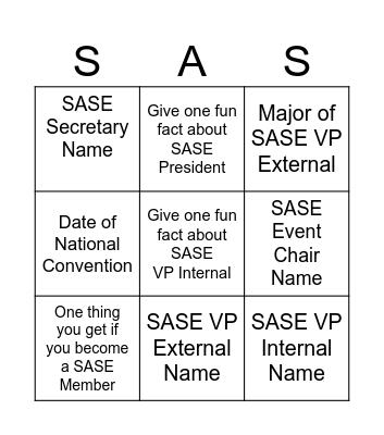 SASE BINGO Card