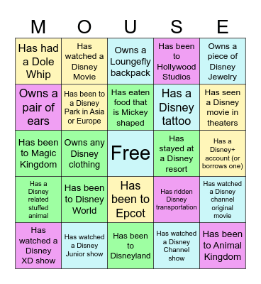 How much of a Disney adult are you? Bingo Card