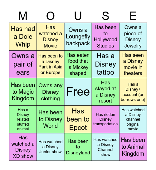 How much of a Disney adult are you? Bingo Card
