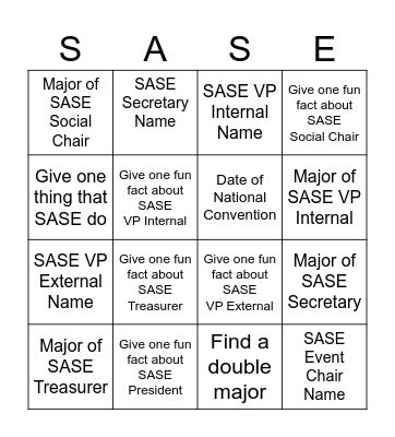SASE BINGO Card