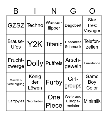 90s Bingo Card