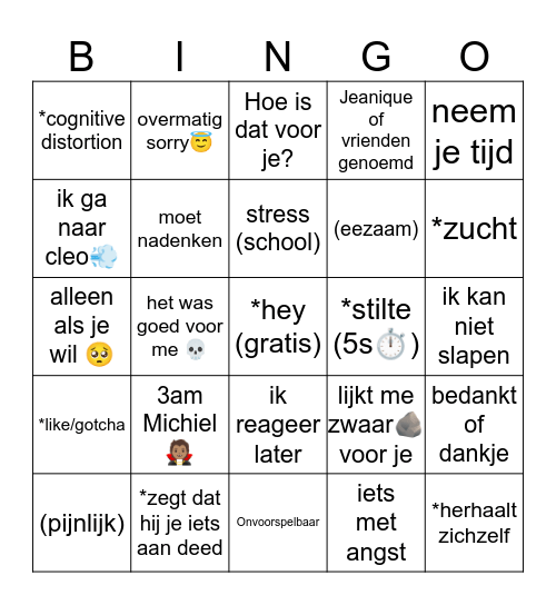 Michiel Bingo Card