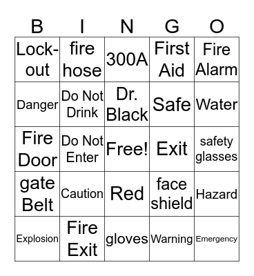 Safety Bingo Card