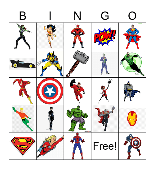 SUPERHERO BINGO Card