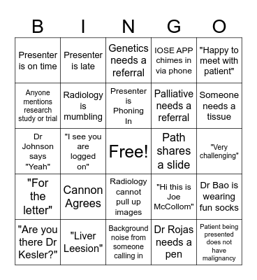 TB Bingo Card
